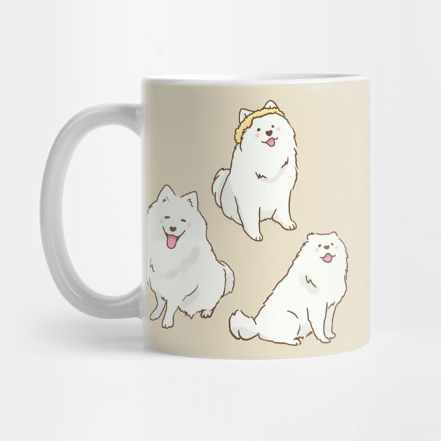 samoyed dogs smiling with tongue out stickers by Mayarart